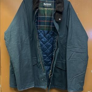 Barbour Stratford Waxed Cotton Field Jacket w/Brown Cord Collar- Lined